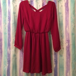 Red chiffon dress