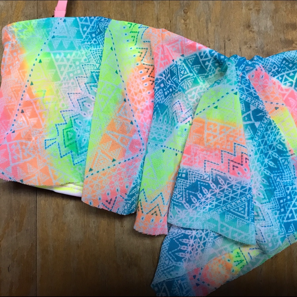 New Breaking Waves Bikini Swim Top Mesh Flounce - Picture 3 of 4