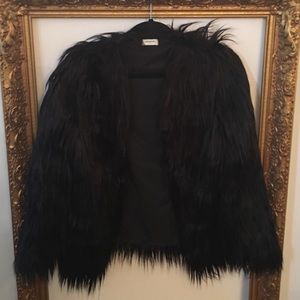 Black faux fur jacket