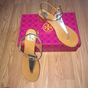 Authentic Tory Burch Metallic Sandals
