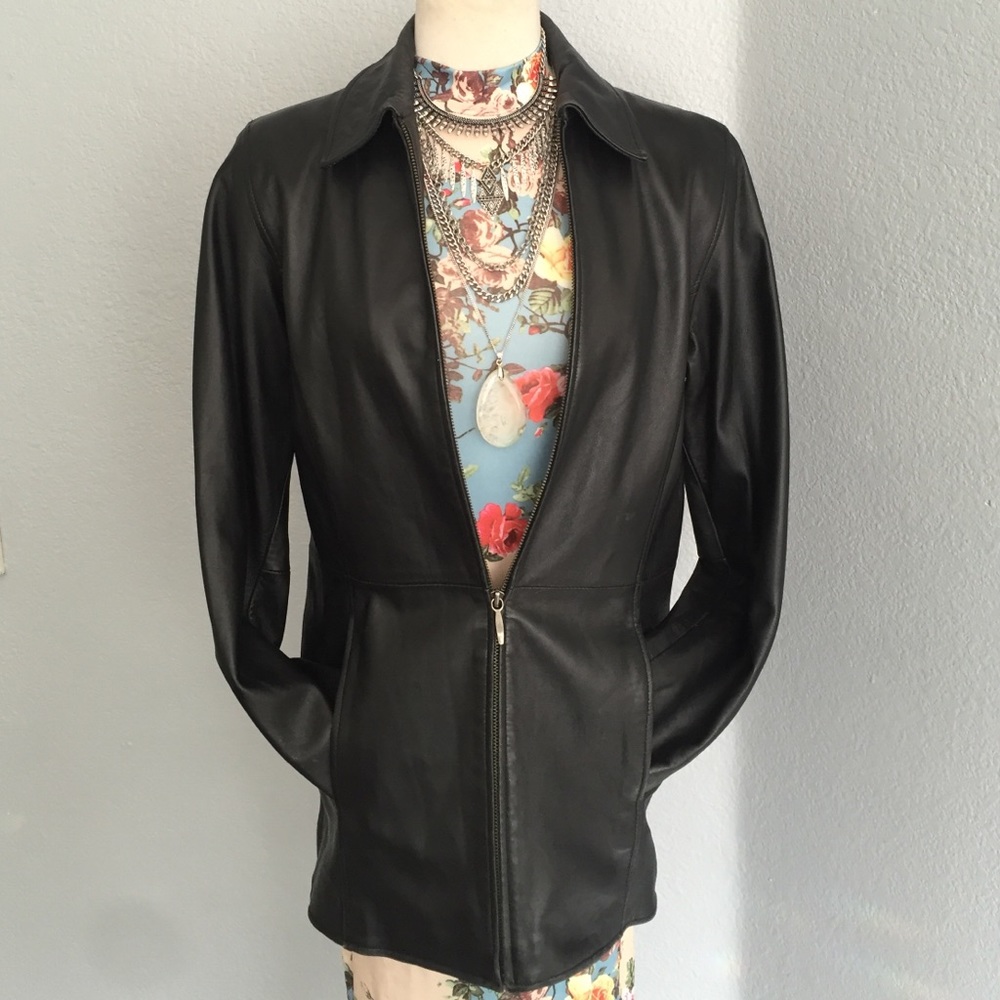 Lame skin leather jacket