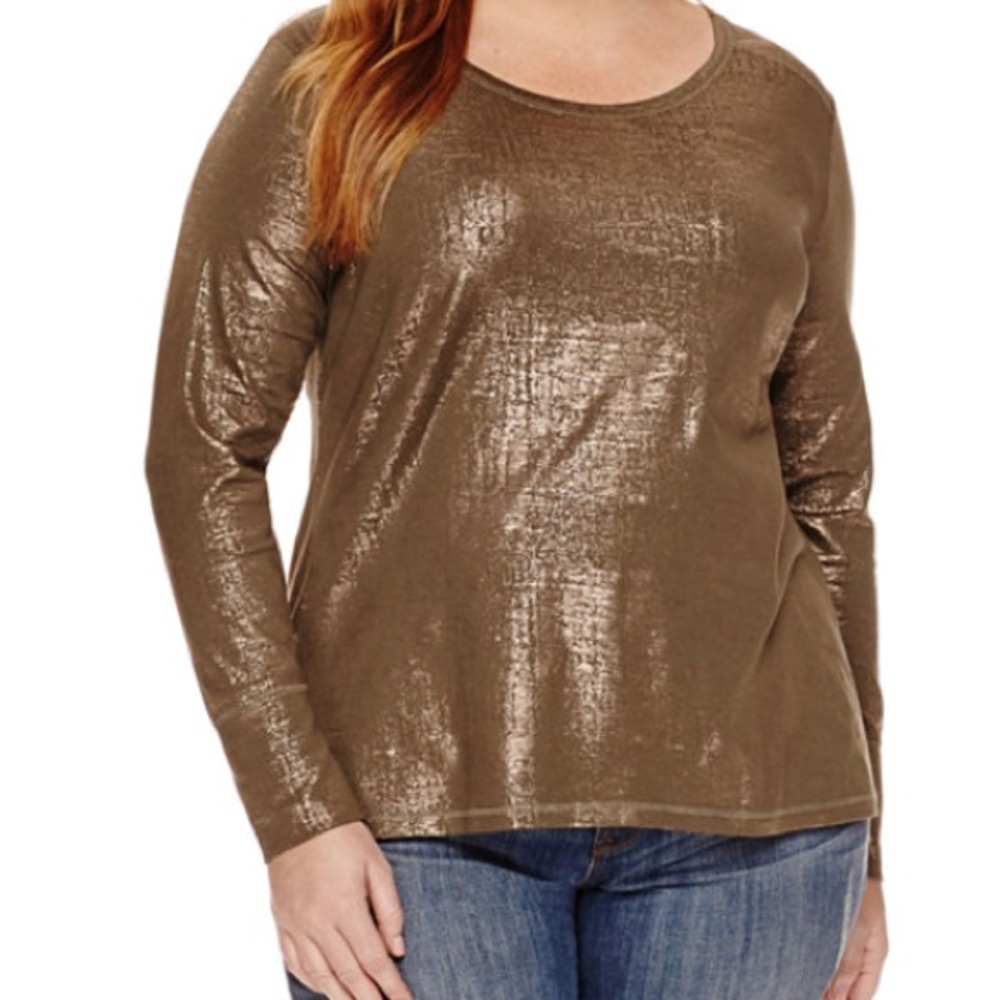 olive and rose gold long sleeve tee