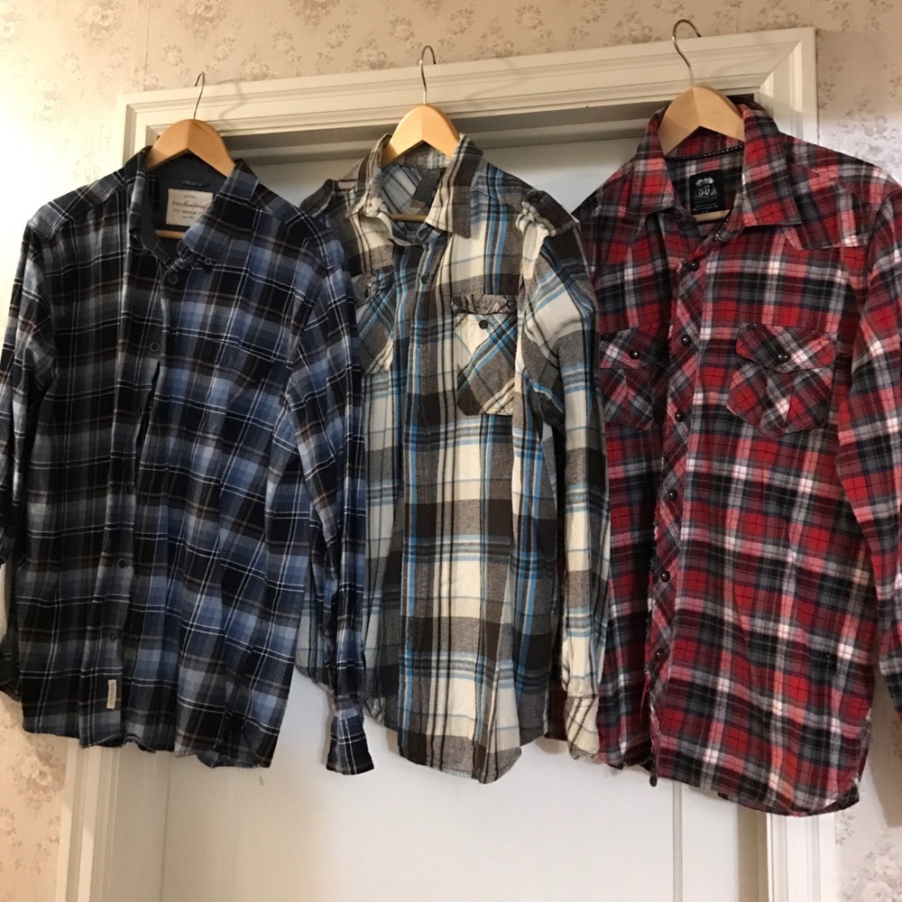 4 plaid men's shirts