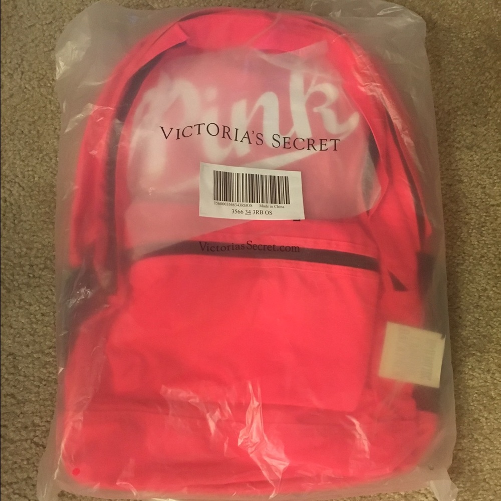 VS Victorias Secret Pink Campus Backpack Neon Red - Picture 2 of 5
