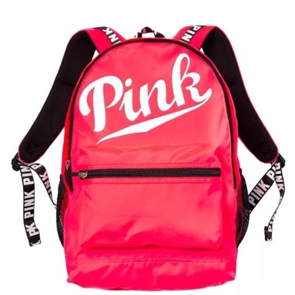 VS Victorias Secret Pink Campus Backpack Neon Red - Picture 4 of 5