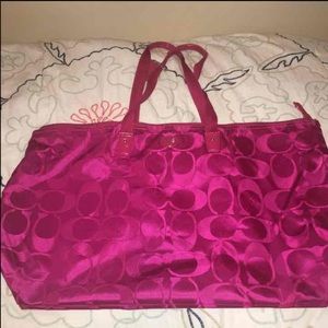 Magenta coach overnight bag