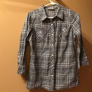 Blue and Black Plaid Shirt
