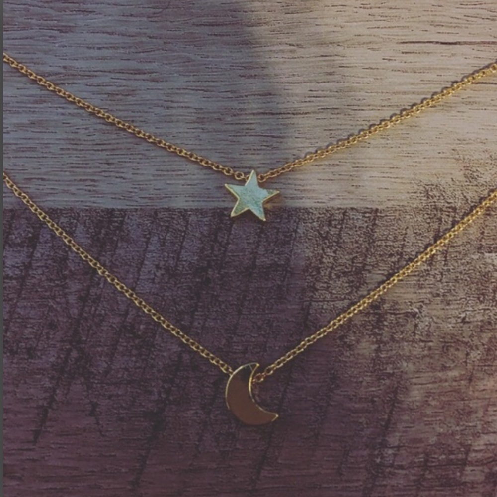 Celestial moon/star double layered charm necklace
