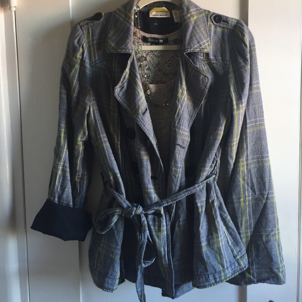 ❤️ DKNY lined plaid jacket - pea coat style