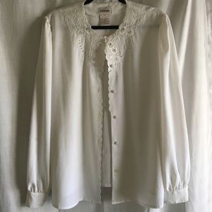 Vintage button down blouse, beautiful details!