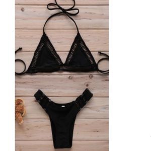 Black crochet bikini