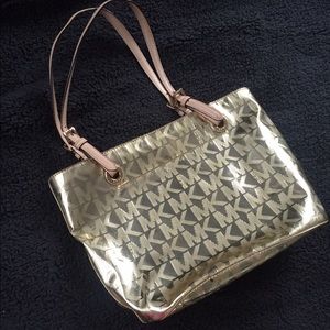 Michael Kors gold metallic purse