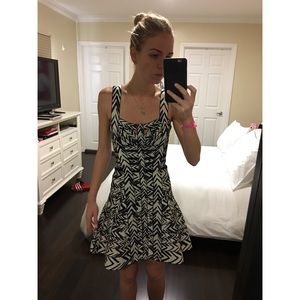 Hervé Léger A-Line Black and White Pattern Dress