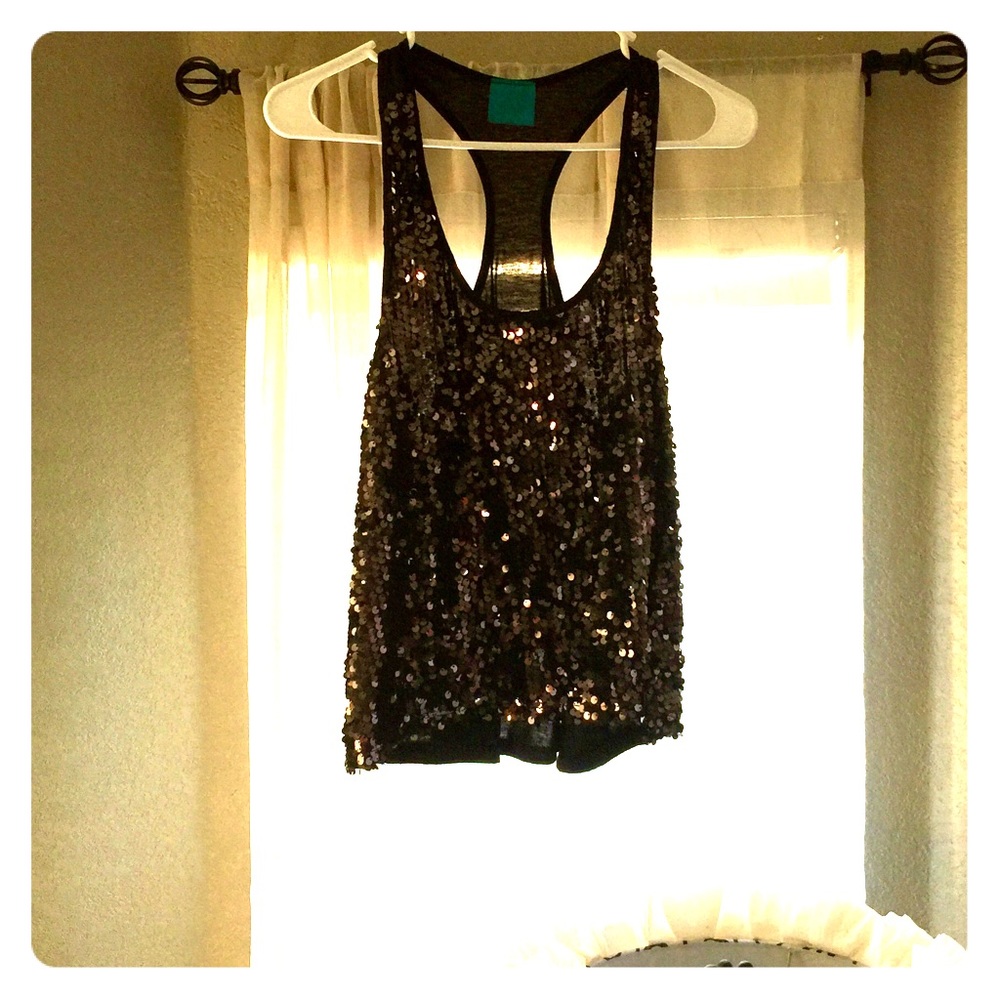 Black Sequin racerback tank size M