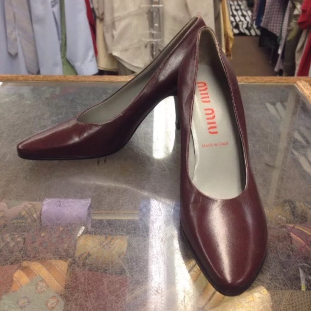NEW Miu Miu Heels size 38.5 Maroon Leather