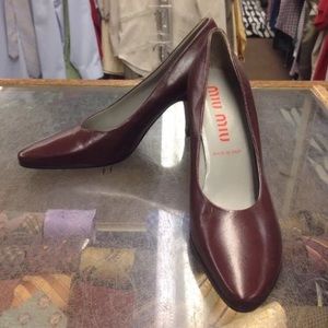 NEW Miu Miu Heels size 38.5 Maroon Leather