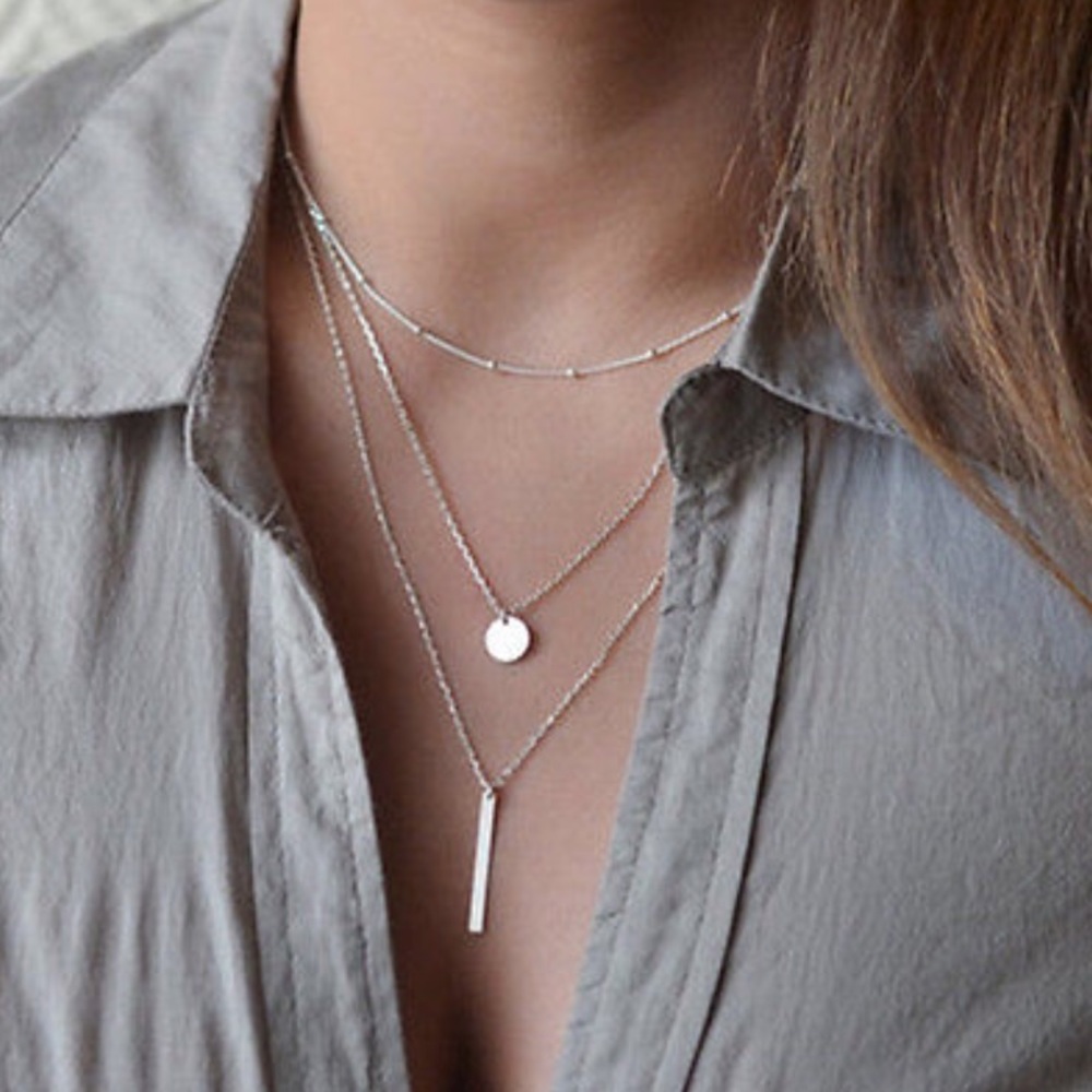 🆕 Silver Layered Bar Necklace