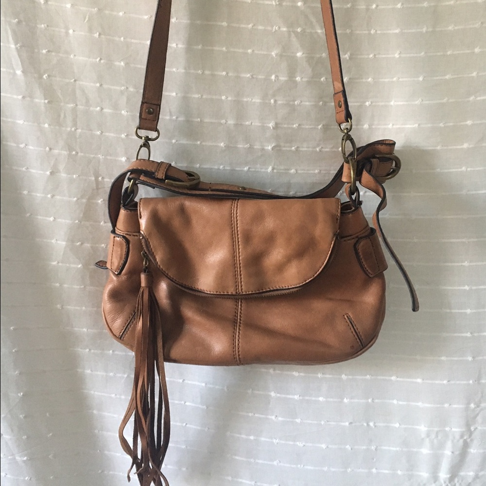 Lucky Brand leather cross body purse light brown