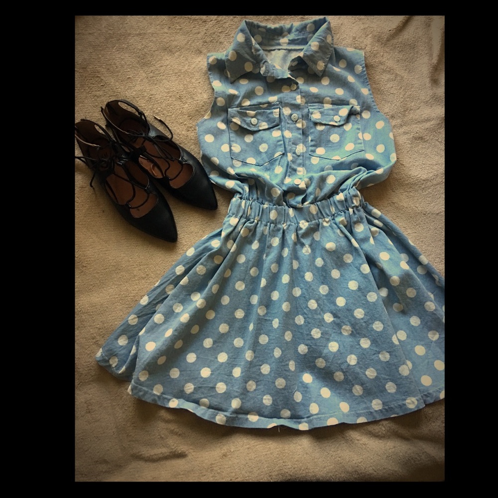 Denim polkadot dress