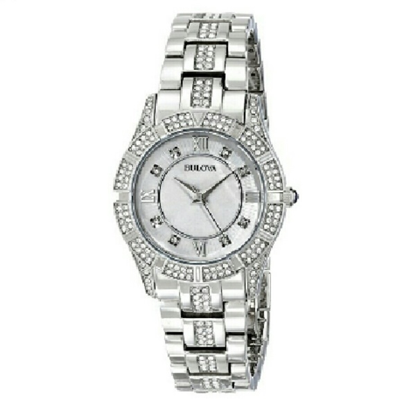 NWT Bulova Swarovski crystals MOP watch