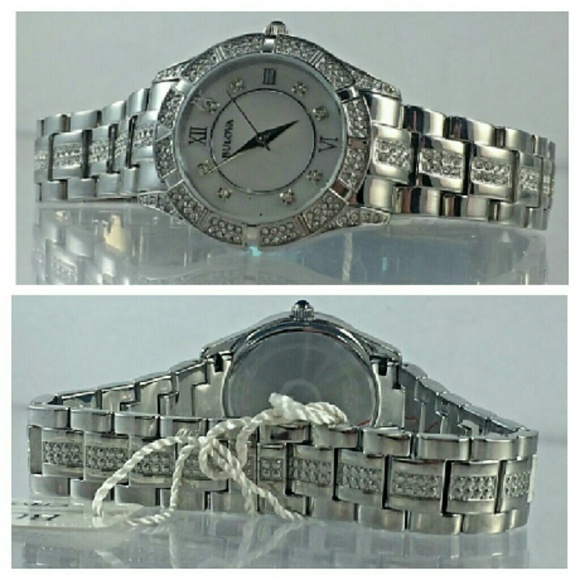 NWT Bulova Swarovski crystals MOP watch