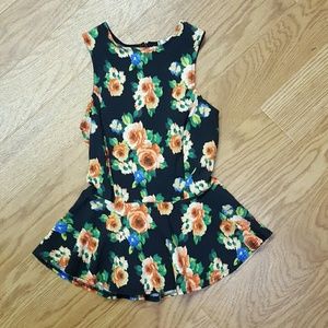Navy floral peplum top