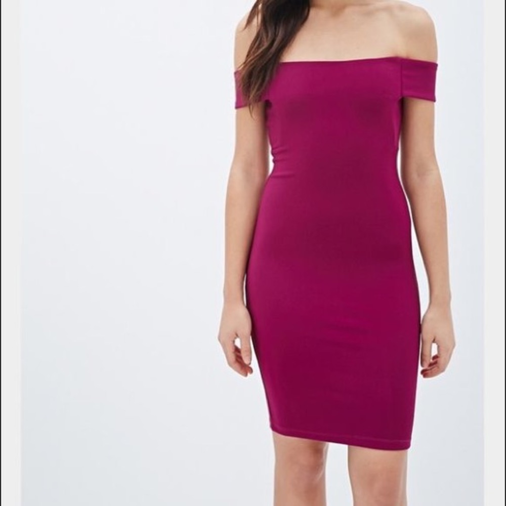 Magenta off the shoulder dress