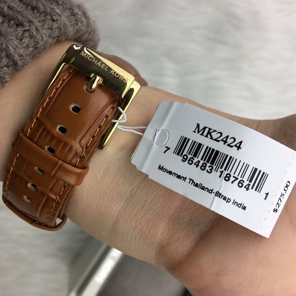 Michael Kors sawyer glitz brown leather watch - Picture 2 of 6