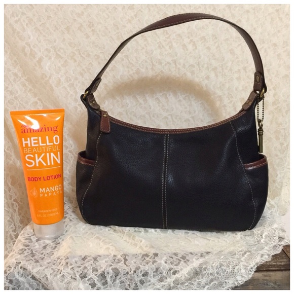 Fossil Handbags - FOSSIL Light Weight Black Pebble Leather Handbag