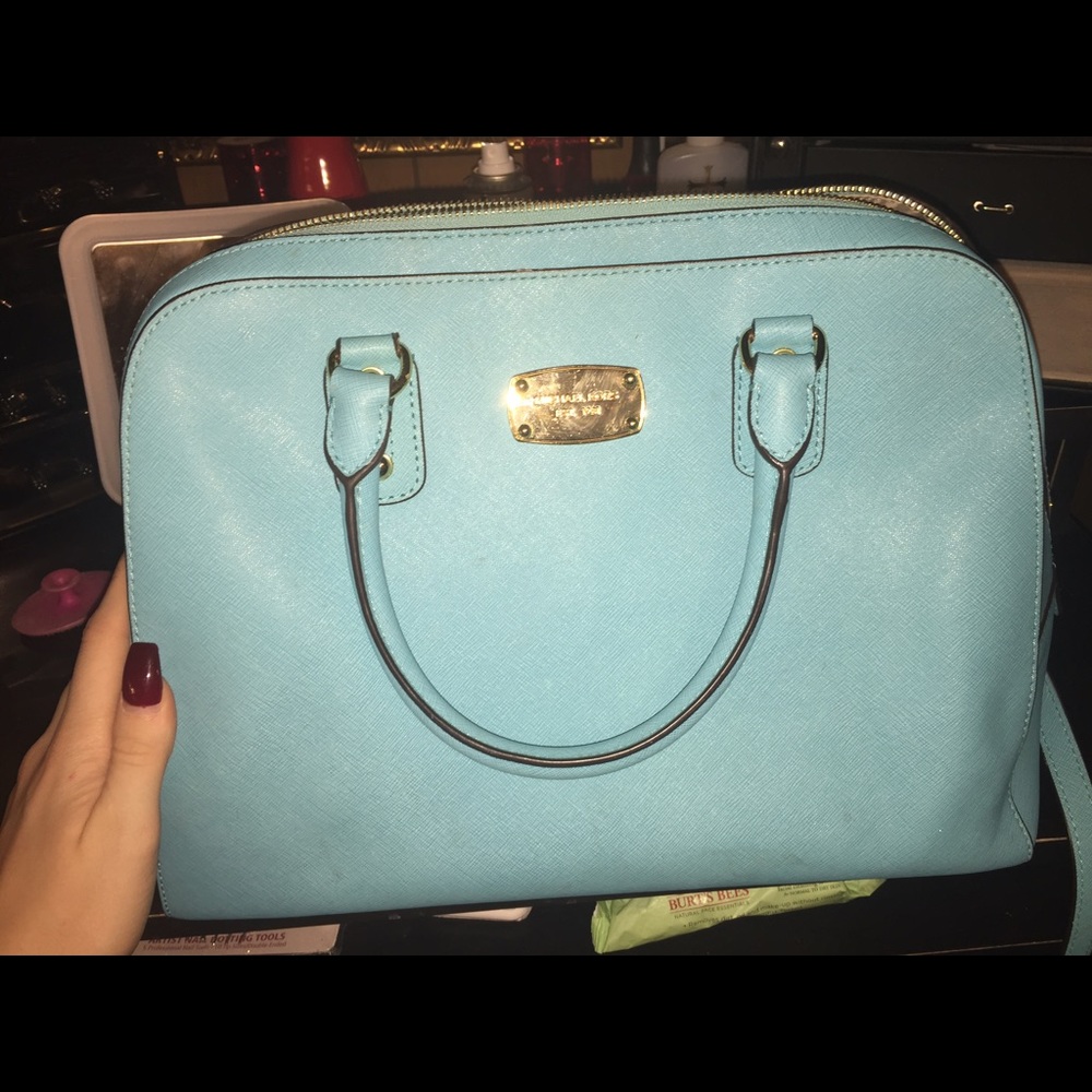RARE turquoise Michael kors lg  saffiano satchel