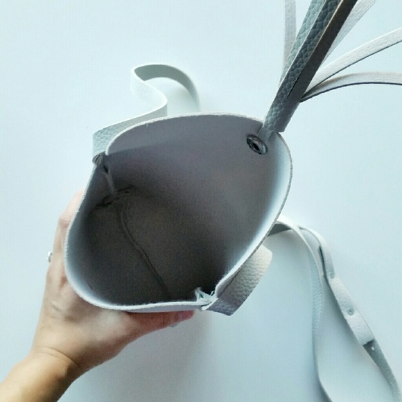 Vegan Leather Tassel Crossbody Bag - White - Picture 4 of 4