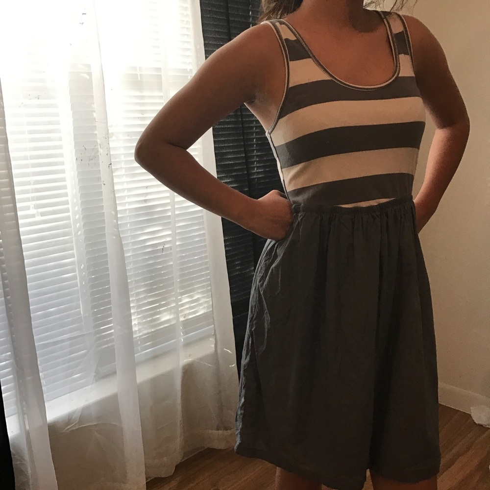 Grey and white day dress