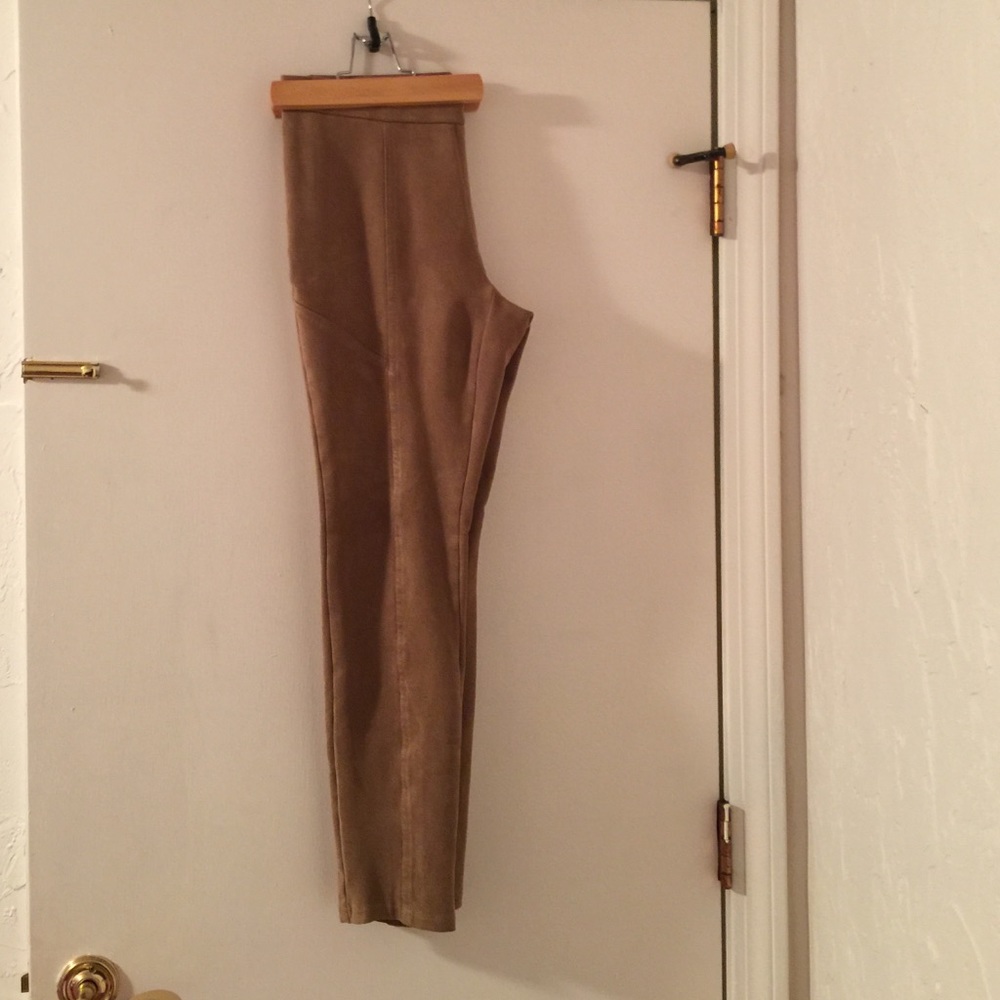 Suede look tan leggings