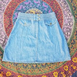 Free People Braided Jean Skirt