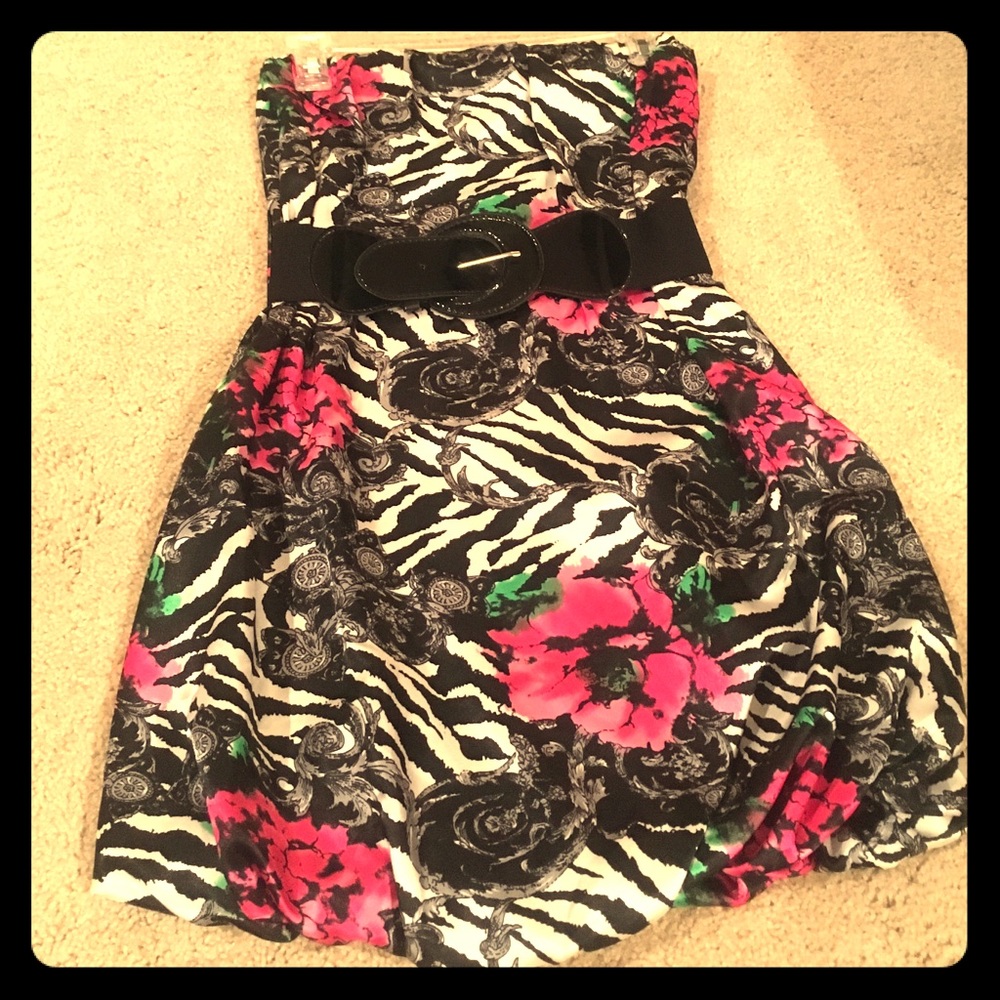 Strapless rose mini dress