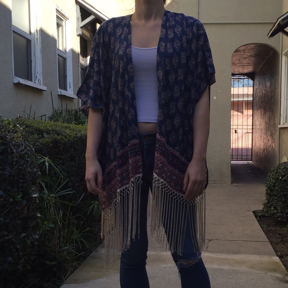 A&F Fringed Kimono