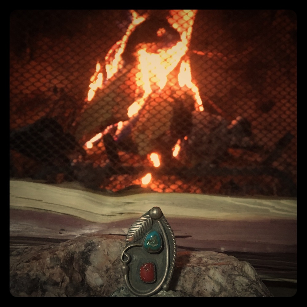 Coral and Turquoise Ring 44
