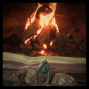 Coral and Turquoise Ring 44