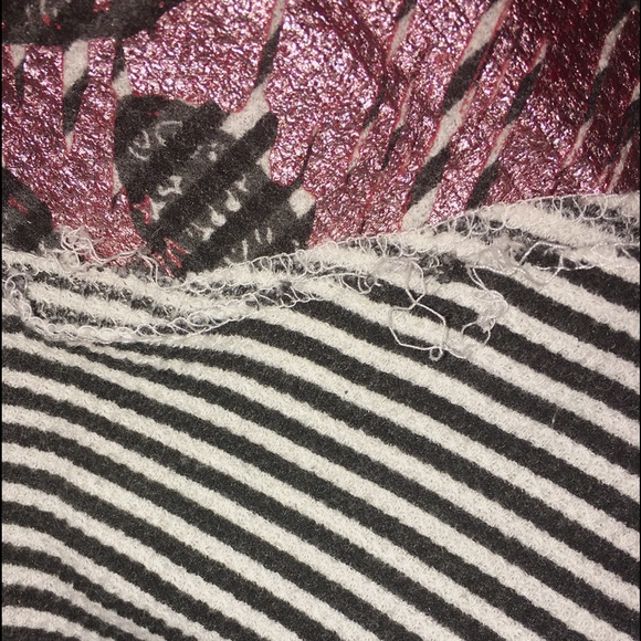 Disney Micky Mouse Top Waffle Knit Black White Striped Girls Size Medium Shirt - Picture 6 of 6