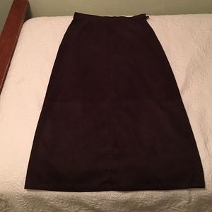 Soft rich dark brown faux suede long skirt