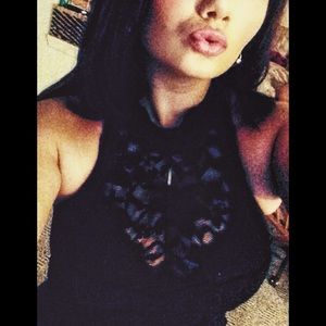 Mock Neck Lack Peplum Top