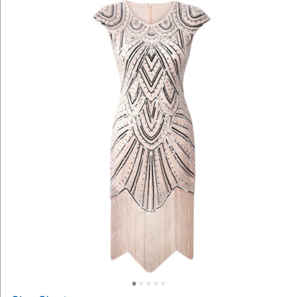 1920's Gatsby Flapper Dress with Sequence/Fringe