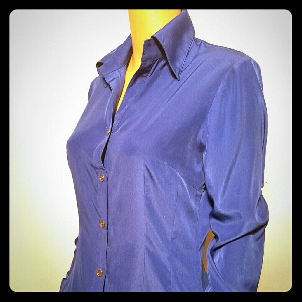 Blue long sleeve button-down shirt