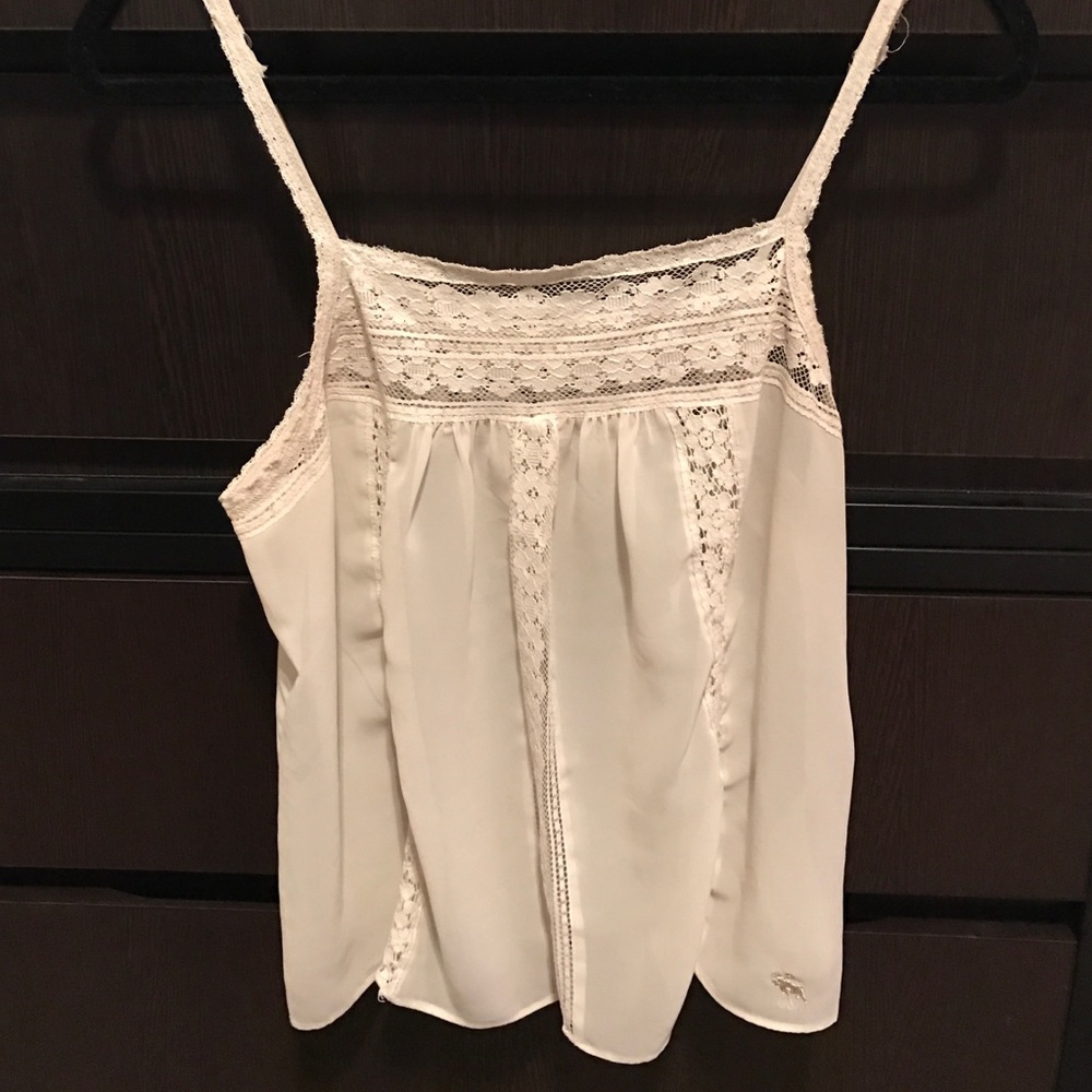 Lace top, see through cream tank