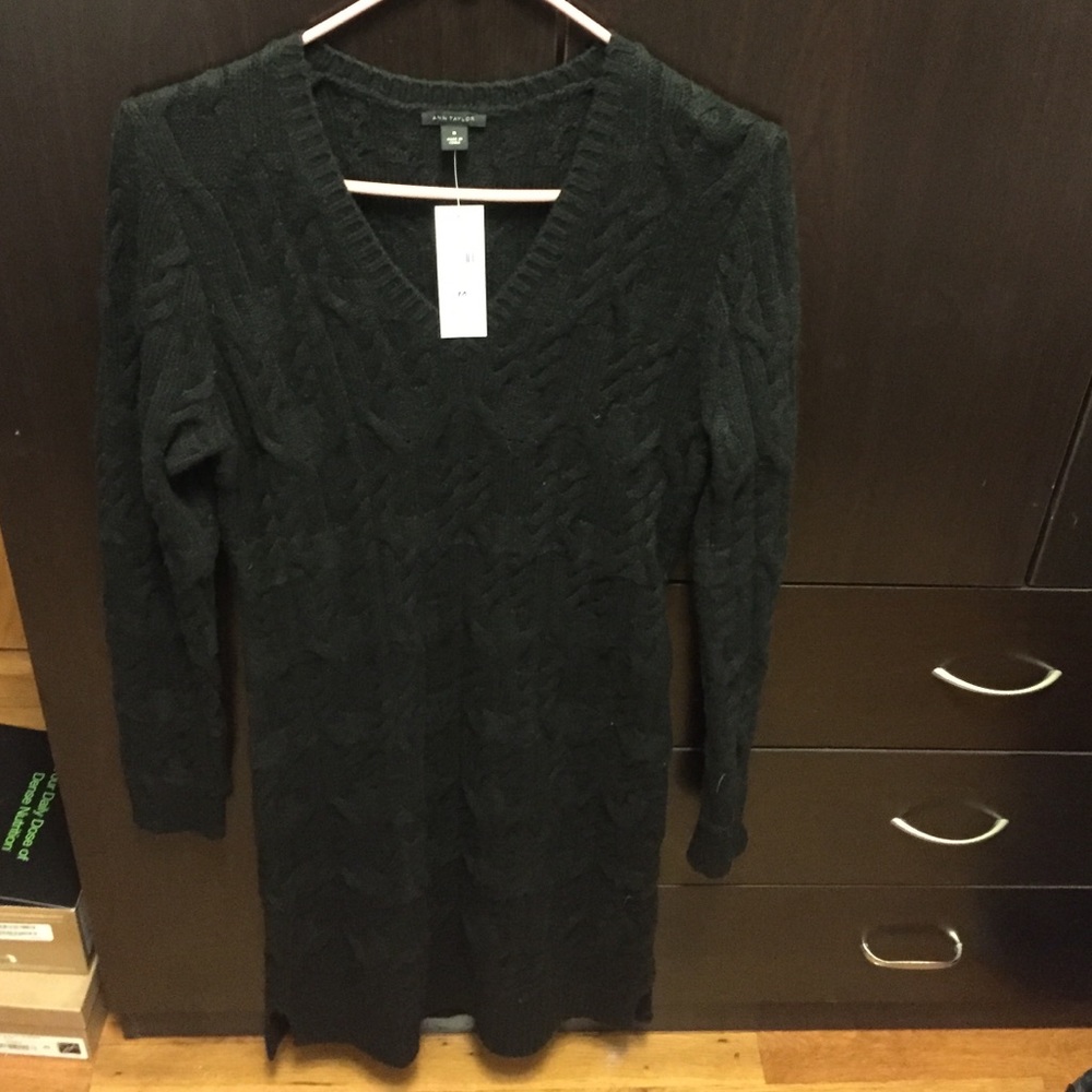 Black sweater cable dress