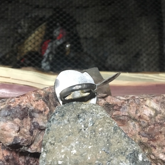 Turquoise & Coral Ring Signed, Native American 41 - Picture 2 of 4