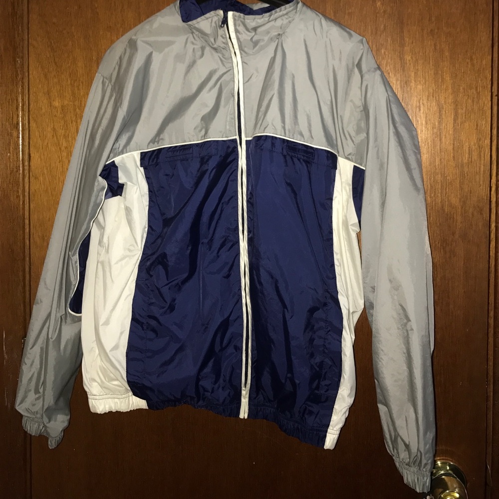 Grey blue and white winter jacket