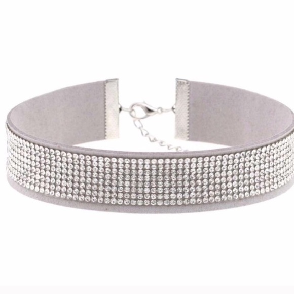 Eight Row CZ Rhinestone Crystal CHOKER TRENDY - Picture 2 of 2