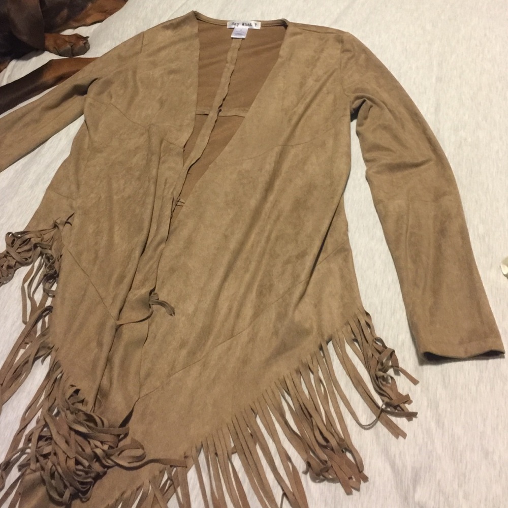 Suede light fringe jacket