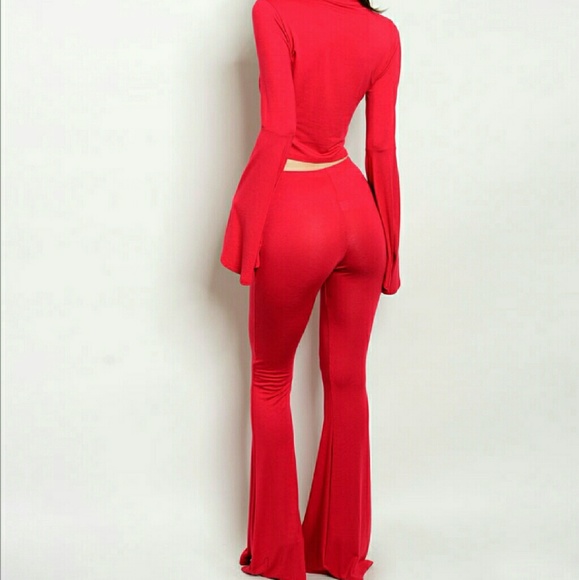 LAST 1! Red Bell Sleeve Cutout Outfit - Picture 2 of 5